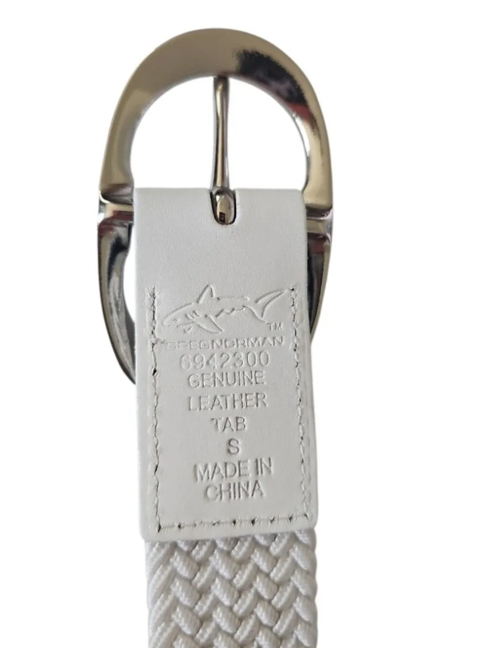 Greg Norman Braided Belt Men Small 32 White Leather Trim Golf Casual Classic